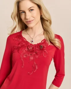 Shirt mit Spitzenbesatz