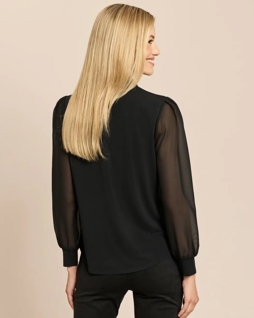 Shirt mit Stehkragen und Meshärmel