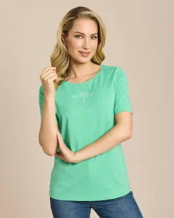 Shirt mit Stickereien und Strassapplikationen