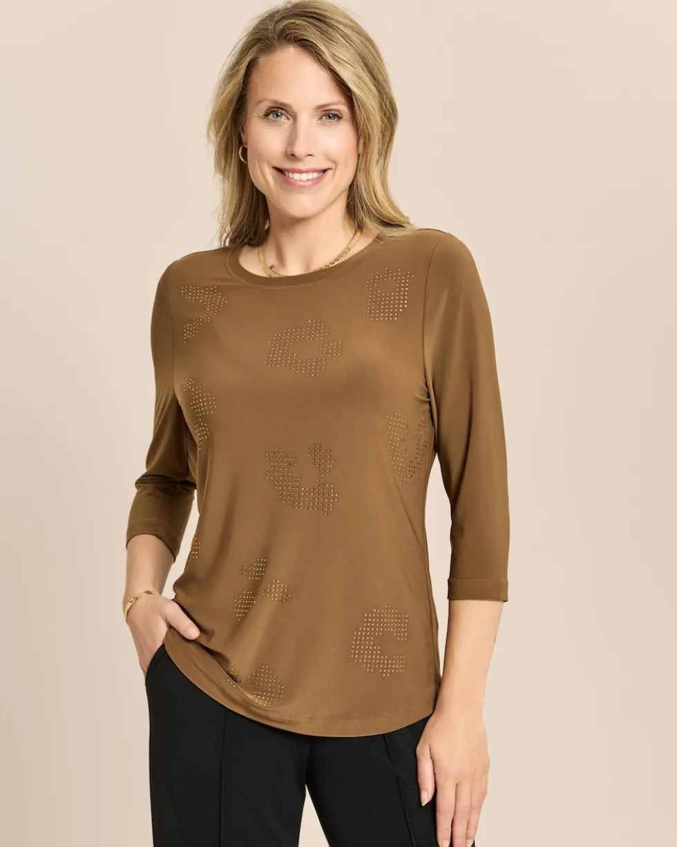Shirt mit Strassdeko in Leoanordnung