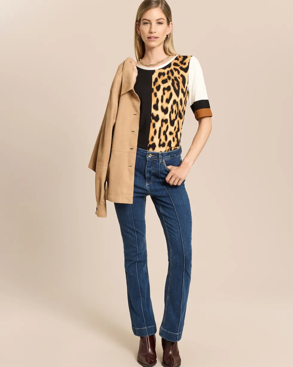 Shirt mit Streifen und Leoprint