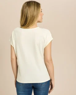 Shirt mit tonaler Blütenstickerei