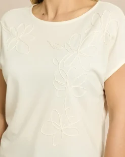 Shirt mit tonaler Blütenstickerei