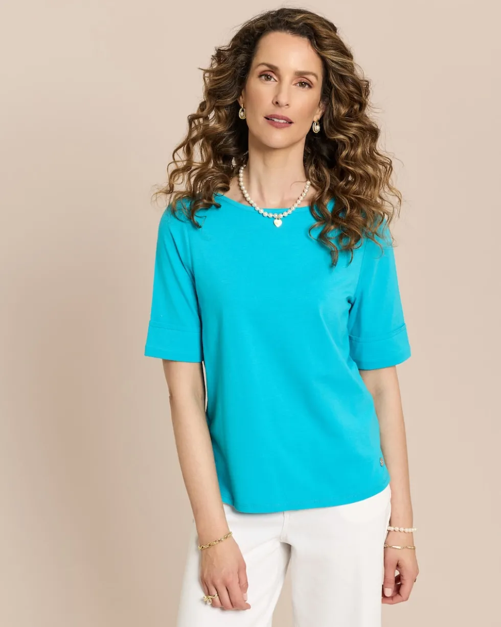 Shirt mit U-Boot-Ausschnitt
