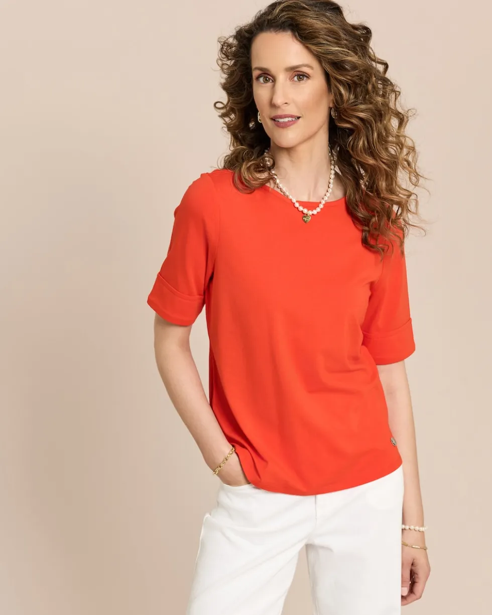 Shirt mit U-Boot-Ausschnitt