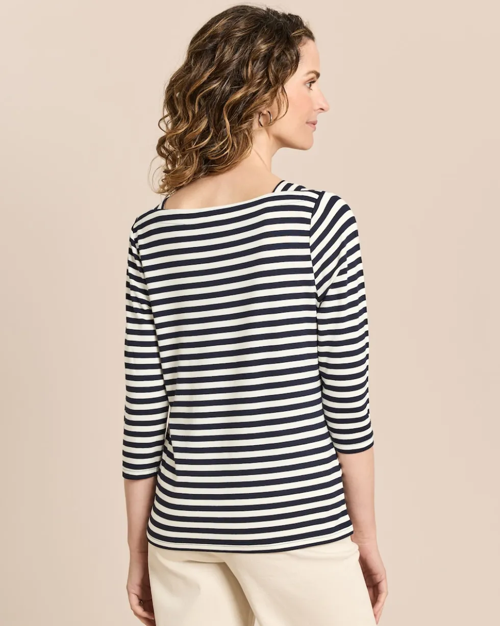 Shirt mit U-Boot-Ausschnitt