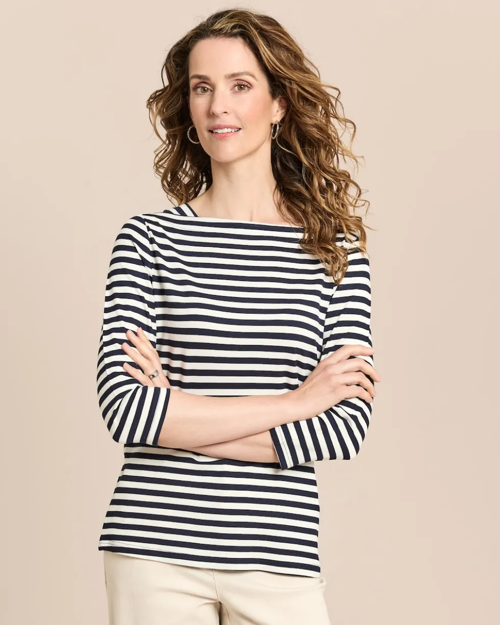 Shirt mit U-Boot-Ausschnitt