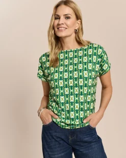 Shirt mit U-Boot-Ausschnitt