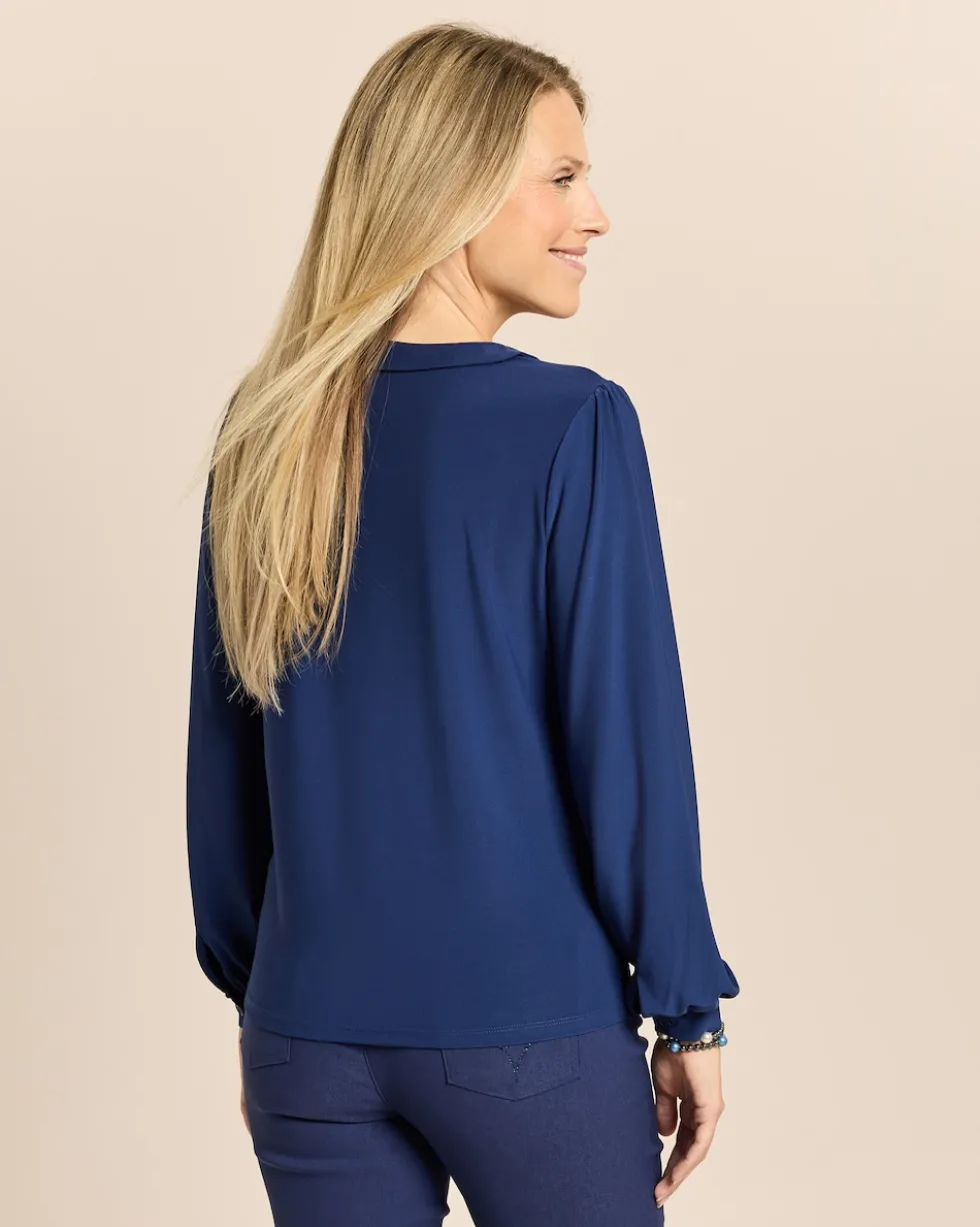 Shirt mit V-Ausschnitt und Blende