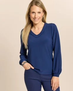 Shirt mit V-Ausschnitt und Blende