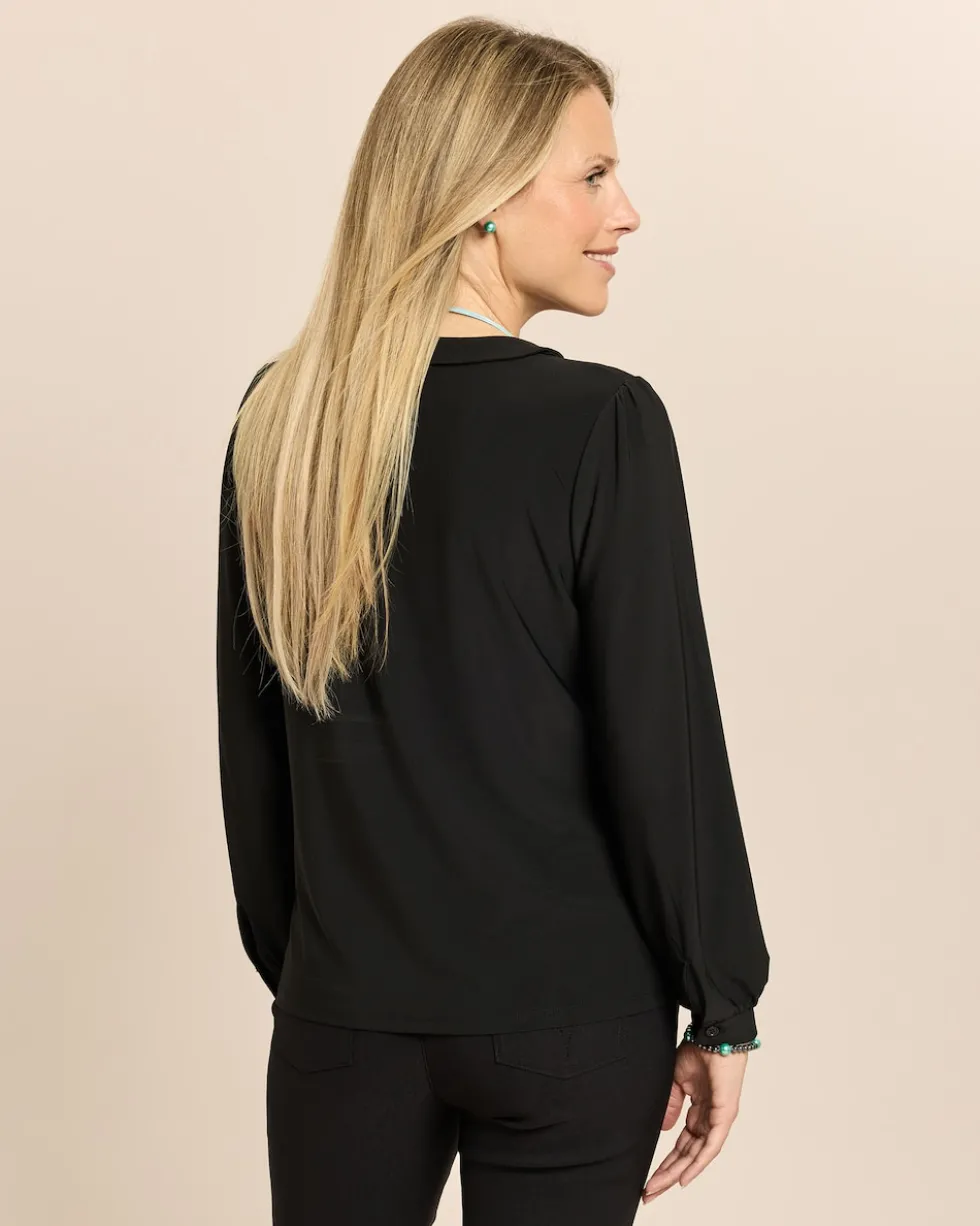 Shirt mit V-Ausschnitt und Blende