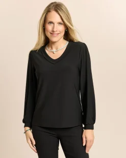 Shirt mit V-Ausschnitt und Blende