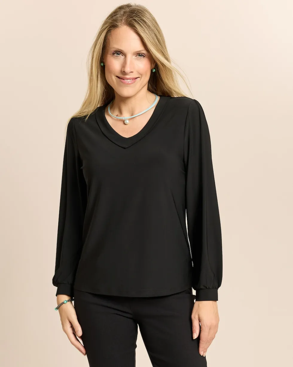 Shirt mit V-Ausschnitt und Blende