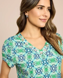 Shirt Mosaik-Druck in Batik-Optik