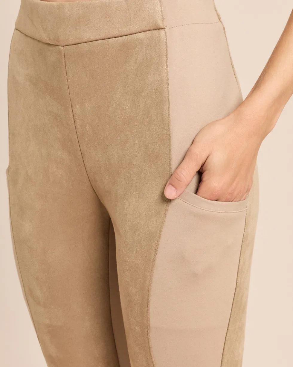 Skinny Veloursimitat Hose mit Ponte