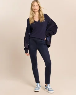 Skinny Veloursimitat Hose mit Ponte