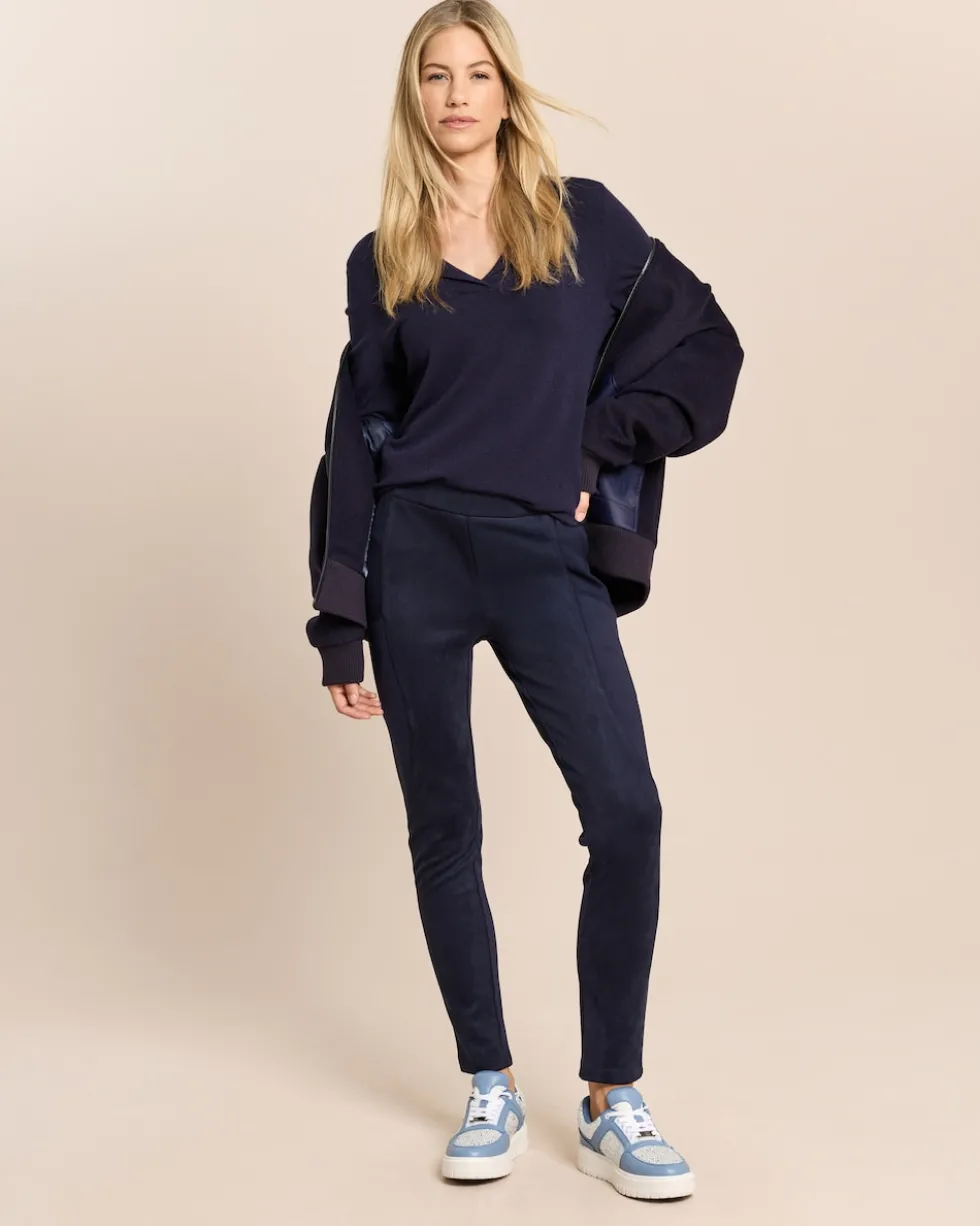 Skinny Veloursimitat Hose mit Ponte