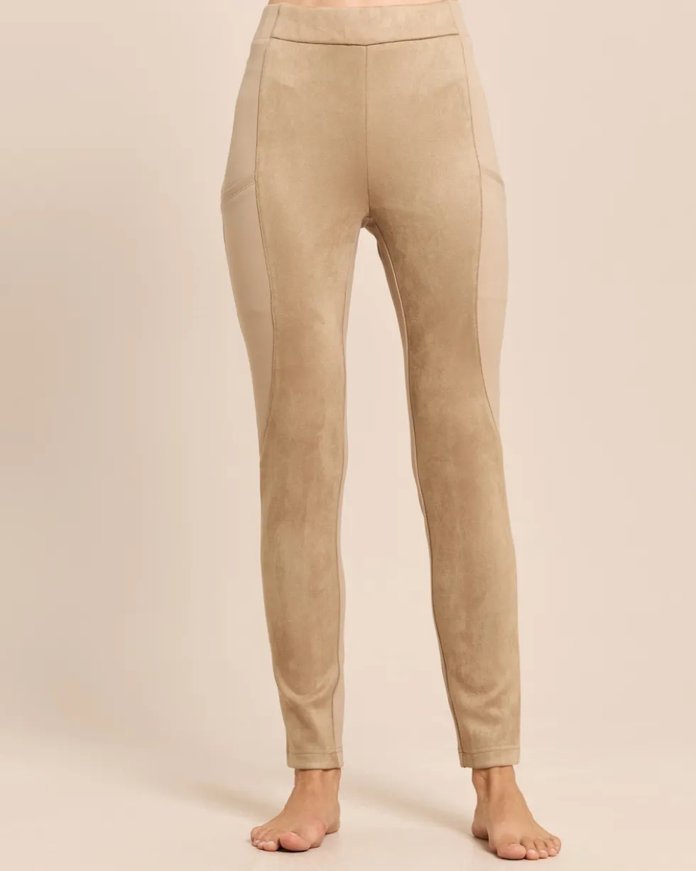 Skinny Veloursimitat Hose mit Ponte