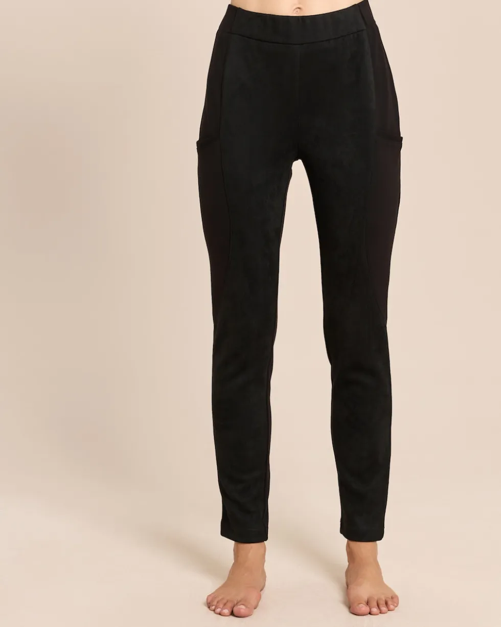 Skinny Veloursimitat Hose mit Ponte