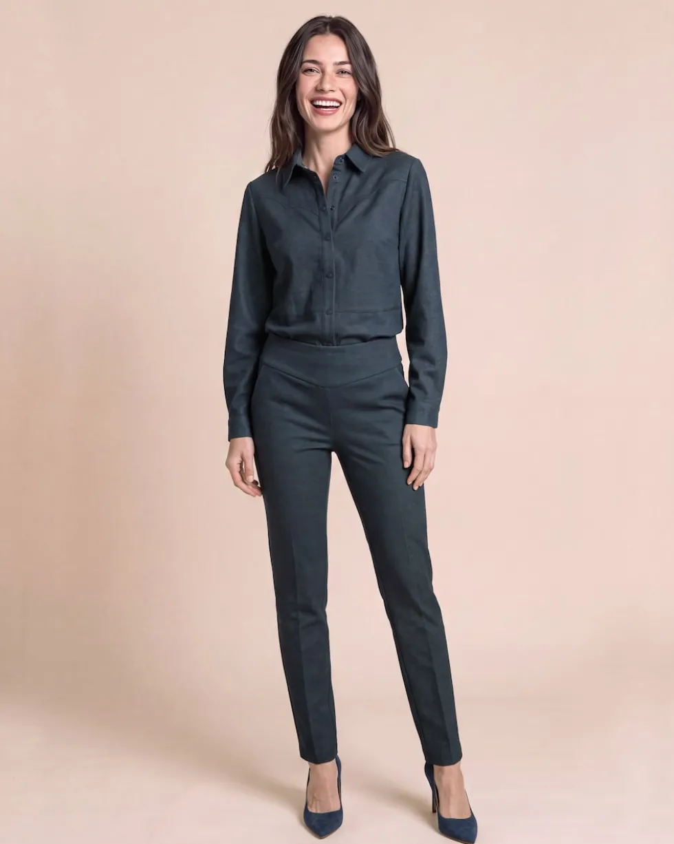 Slim Fit Hose aus bedruckter Ponte