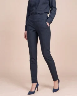 Slim Fit Hose aus bedruckter Ponte