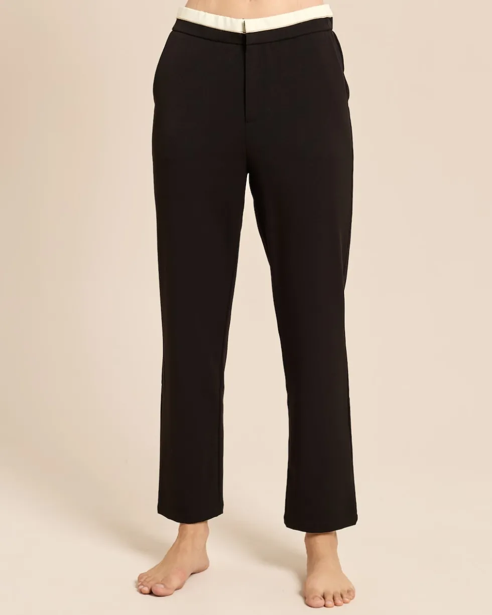 Slim Fit Hose mit Doppelbund-Optik