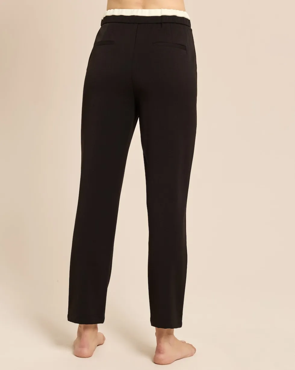 Slim Fit Hose mit Doppelbund-Optik