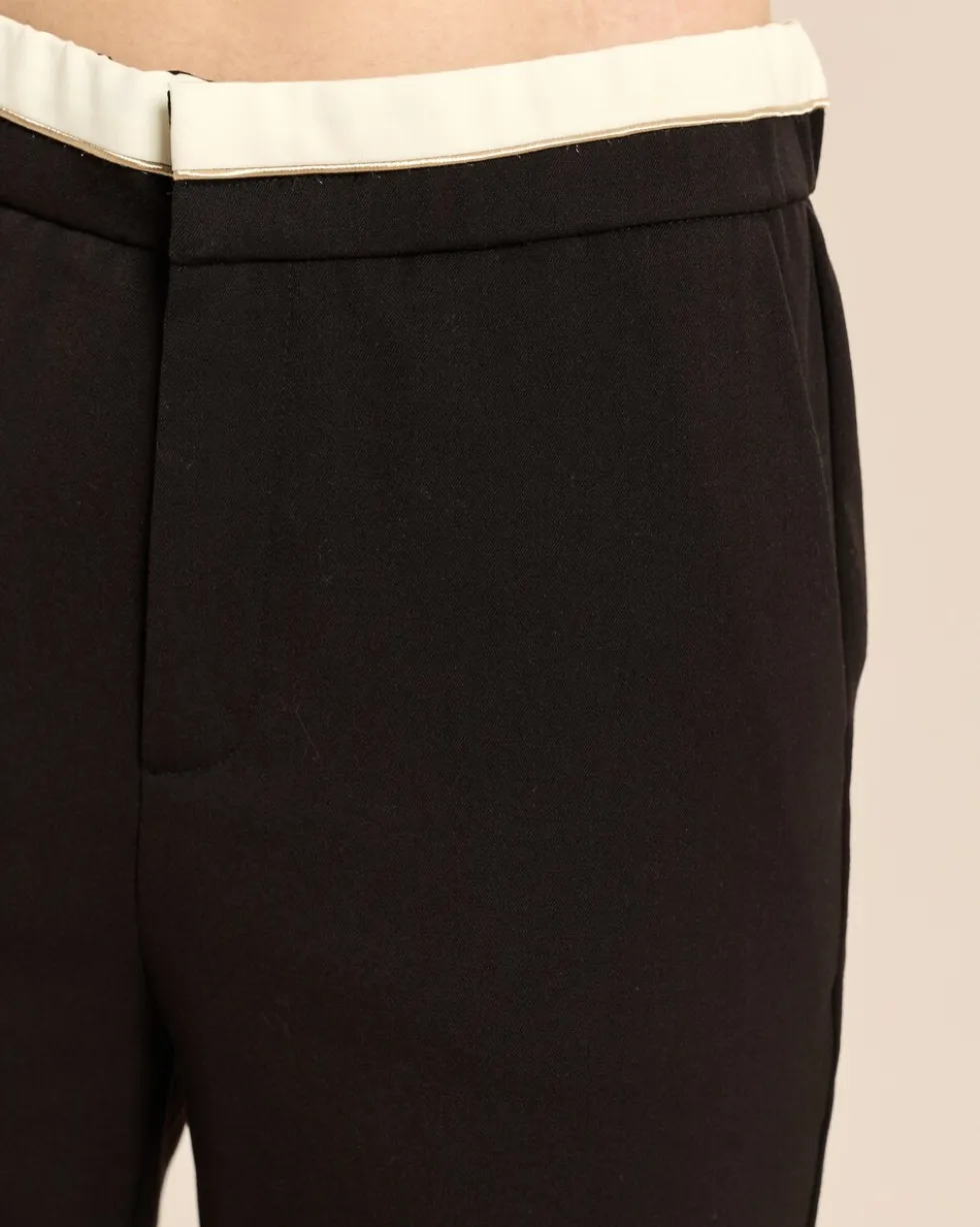 Slim Fit Hose mit Doppelbund-Optik