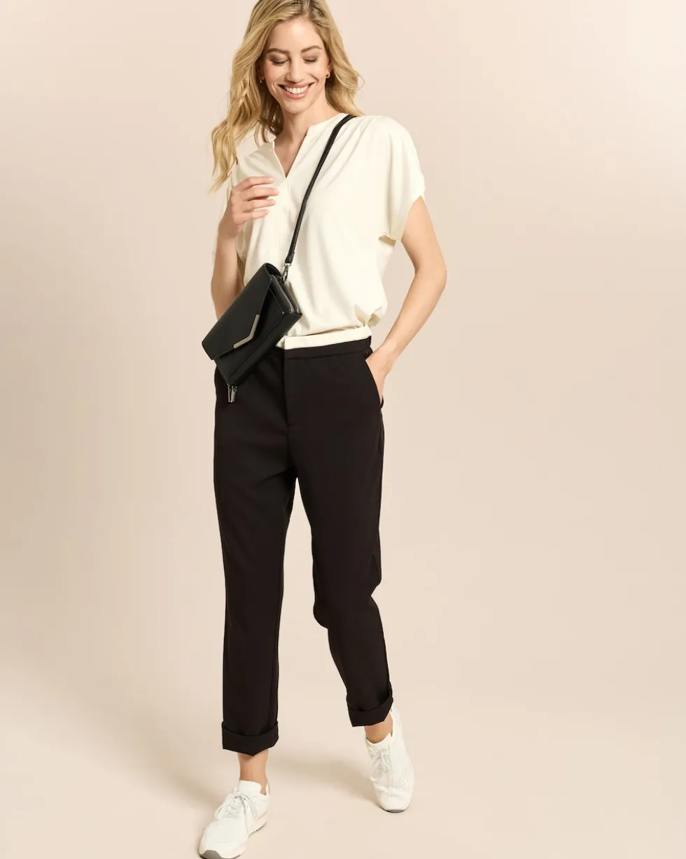 Slim Fit Hose mit Doppelbund-Optik