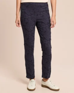 Slim Fit Schlupfhose Blumen-Jacquard