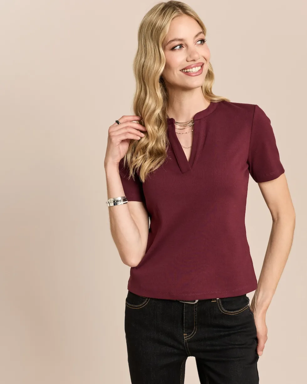 Slim Shirt mit V-Ausschnitt