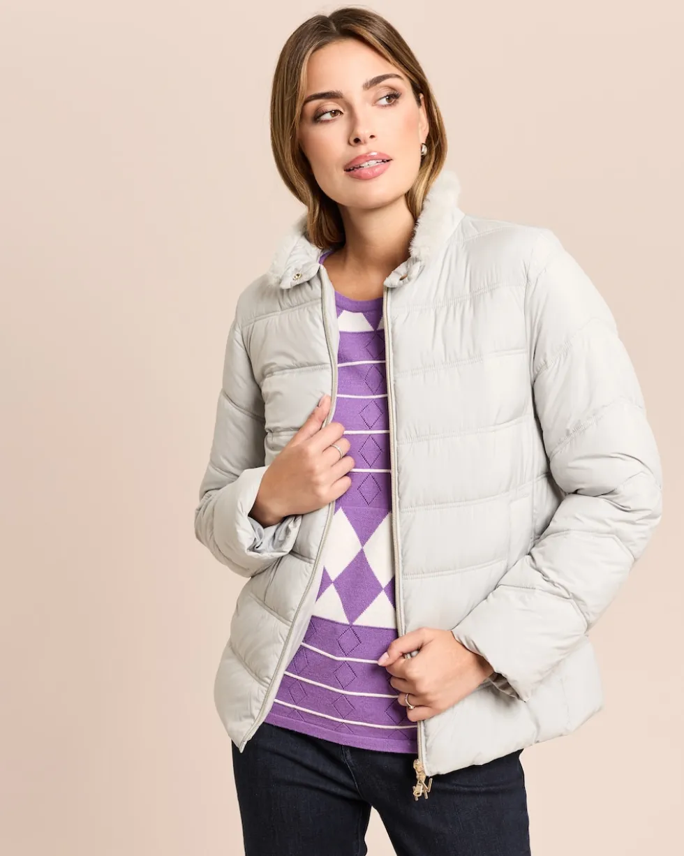 Steppjacke mit abnehmbarem Webpelz