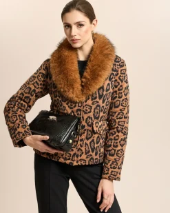 Steppjacke mit Webpelzkragen