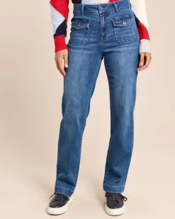 Straight Leg Jeans aufgesetzte Tasche