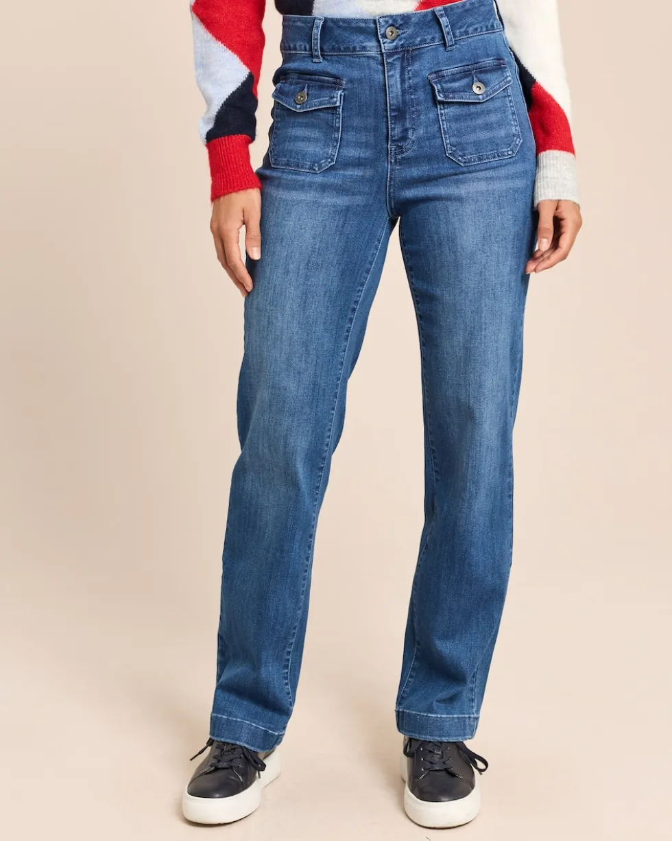 Straight Leg Jeans aufgesetzte Tasche