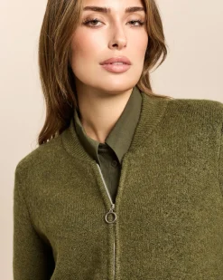 Strickblouson mit Metallic-Detail