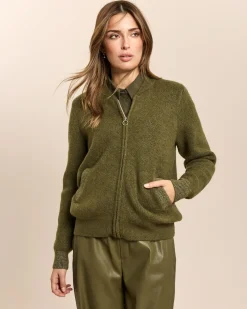 Strickblouson mit Metallic-Detail