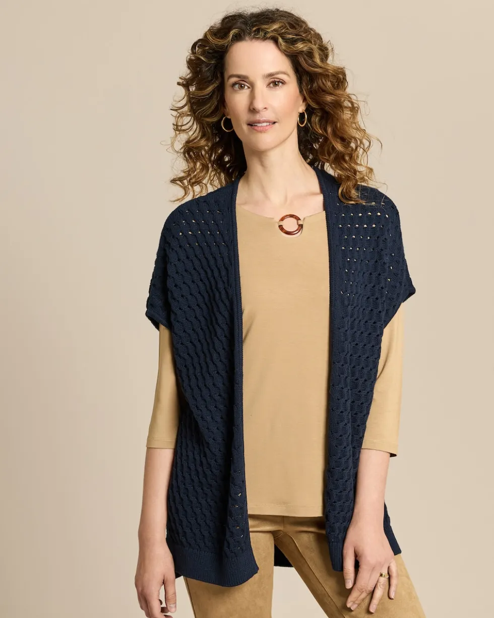Strickcardigan mit Zopf-Ajour-Muster