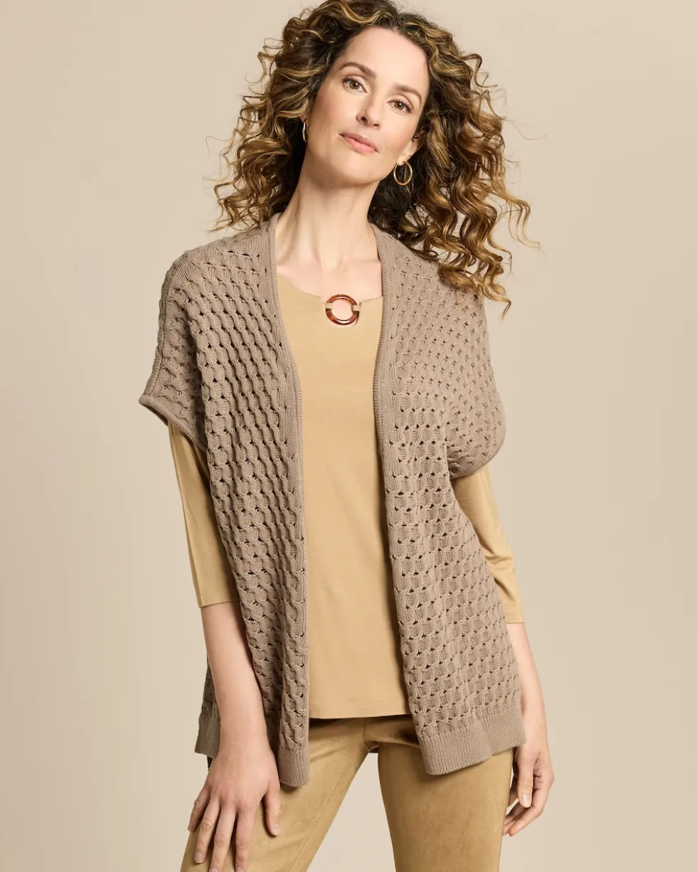 Strickcardigan mit Zopf-Ajour-Muster