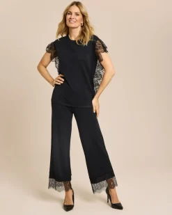 7/8 Strickhose mit Spitzensaum