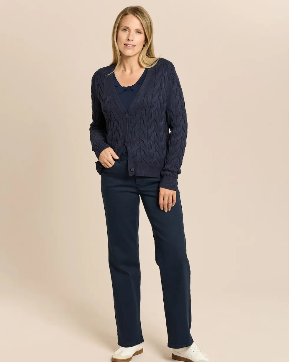 Strickjacke in Zopfmuster mit V-Ausschnitt