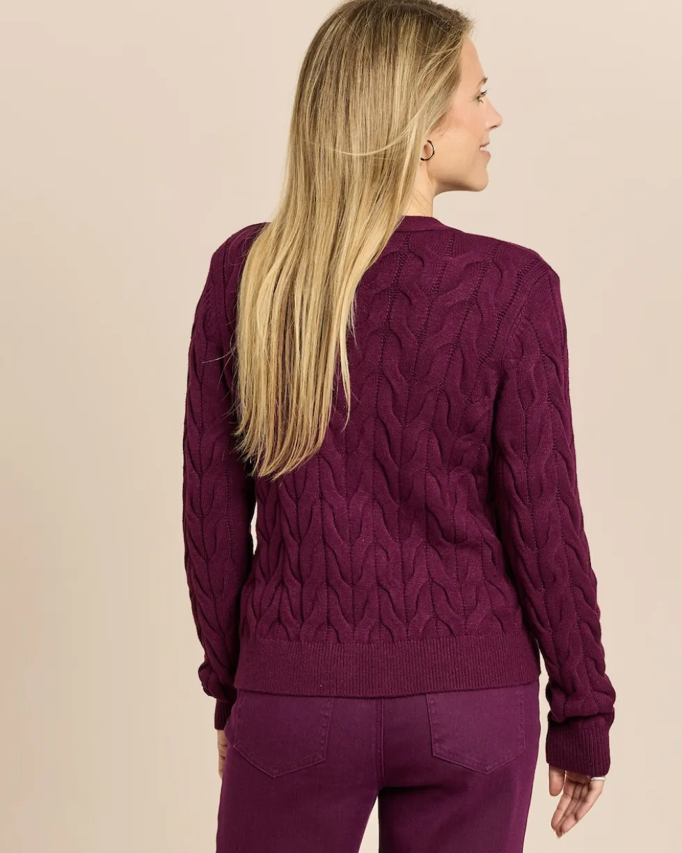 Strickjacke in Zopfmuster mit V-Ausschnitt