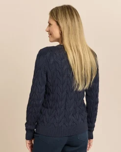 Strickjacke in Zopfmuster mit V-Ausschnitt