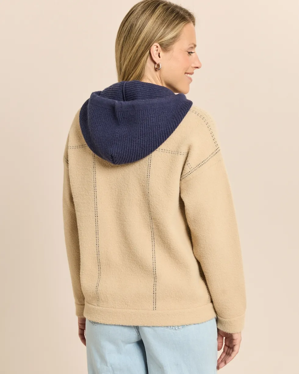 Strickjacke mit abnehmbarer Kapuze