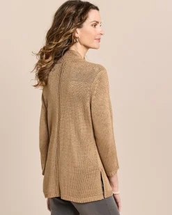 Strickjacke mit 3/4-Arm und Schalkragen