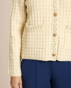 Strickjacke mit Kontrastblende
