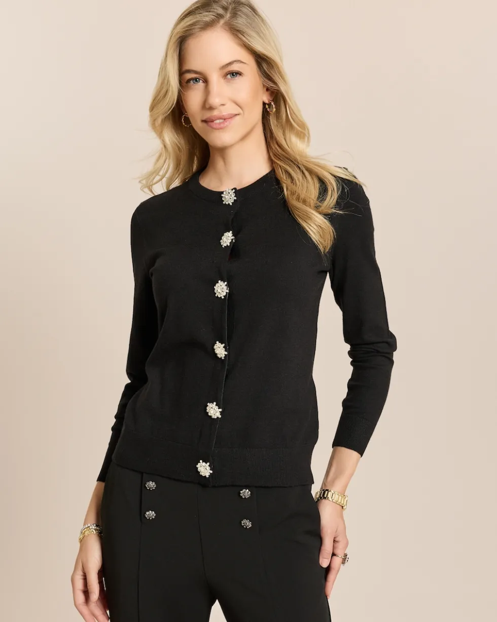 Strickjacke mit Strassknöpfen