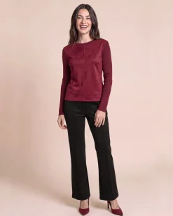 Strickpullover mit Velourslederimitat
