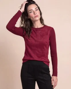 Strickpullover mit Velourslederimitat