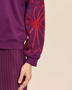 Sweatshirt mit Blumenstickerei